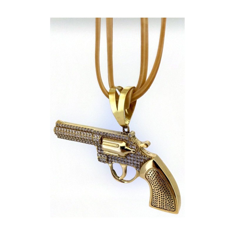 Medalla pistola circonitas de oro 18k